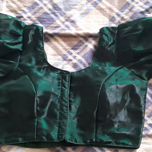 Front Open Dark Green Organza Blouse