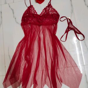 Brand New Red Net Sexy Nighty Dress