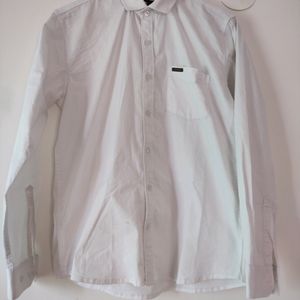 White Full Sleeves Cotton Shirt For Men, 40