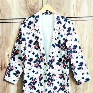 White Printed Coat Size-36