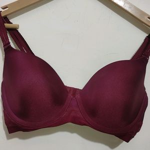 Wine Color Light Padded Bra Panty Set For 34 Bust