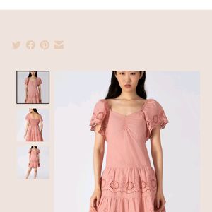 Korean Peach Cotton Schiffli Dress