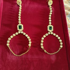 Green Kundan Polki Goldplated Bridal Jewellery Set