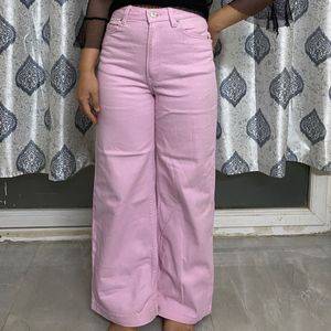 H&M Pink Wide Twill Trousers