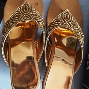 Golden Party Wear Slippers