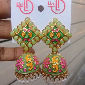 Green Colour Earrings For Women And Girls