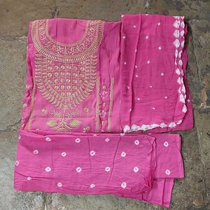 Pure Cotton Bandhani Dress Material