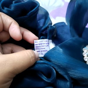 Blue Organza Party Wear Frock For Kids