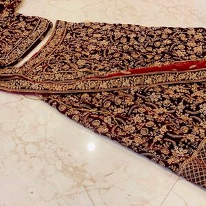 Maroon Color Bridal Lehenga With Heavy Stone Work