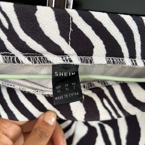 Zebra Printed Flare Trouser With Side Slit