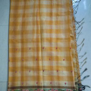 Threaded Golden Color Saree