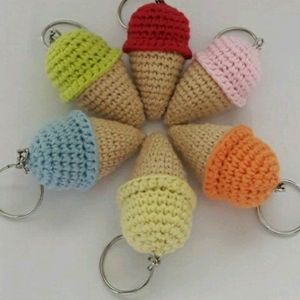 Crocheted Ice Cream Key Chain