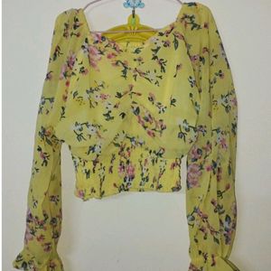 Yellow Crop Bardot Top..