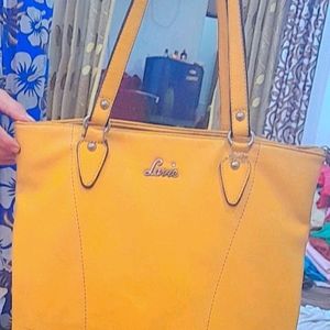 Lavie Original Leather Yellow Handbag