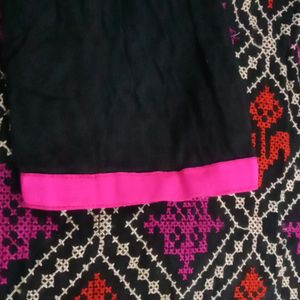 Black Multi Colour Embroidered Kurta