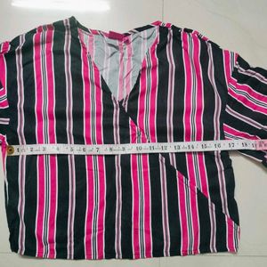 Women Striped Wrap Top