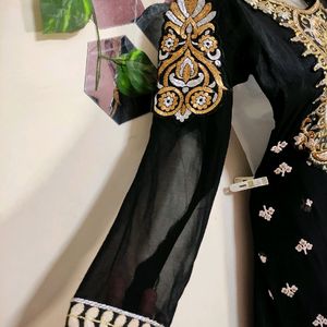 Black Anarkali with Churidar 🐈‍⬛🖤