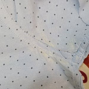 Zara Man Shirt Sky Blue Dotted Print