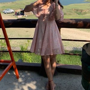 Cute Pink Flared Dress