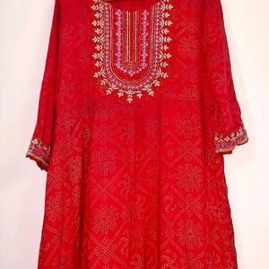 Rajasthani Red Anarkali Set