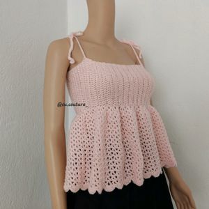 Crochet Ruffled Spaghetti Strap Top