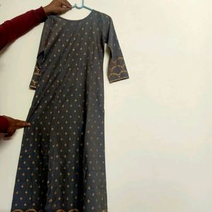 Women Cotton Grey Printed Kurta