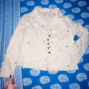 Korean Outerwear Jacket With Flower Beading