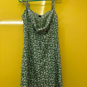 A-line green Strappy Dress