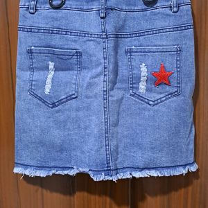 Women's ribbed denim mini skirt