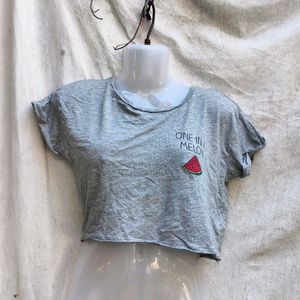 CUTE MINI GREY CROP TOP