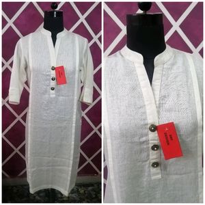 New pure Linen White Kurti