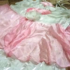 Pink White Gown For Kids Girls