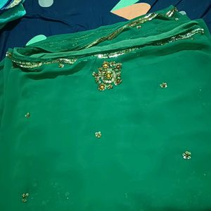 Dark Green Saree 👍