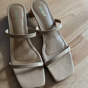 Nude Small Heel Sandals