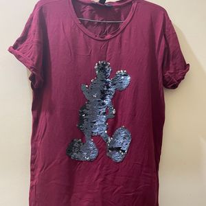 Cute Mickey Mouse Burgundy Top