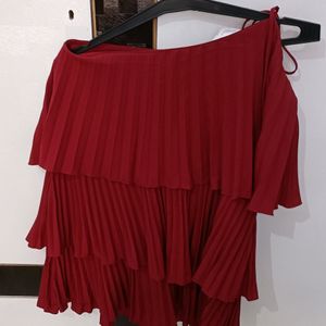 One Shoulder Maroon Dress