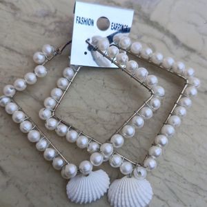 Combo Of 2 Pearl Hoops Earrings For Girls Women