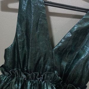 Green Deep Neck Dress