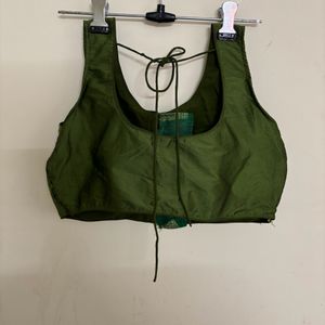 Olive Green Sleeveless Slightly Padded Blouse