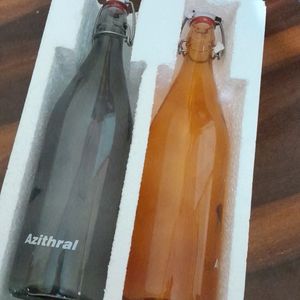 Newly Unused Set Of 2 Glass Bottle