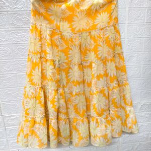 Radiant Yellow Floral Skirt - Small to Medium Size