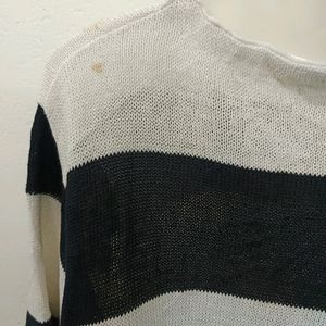 Korean Striped Crop Sweater