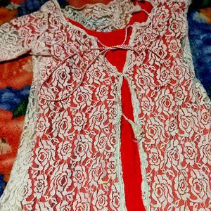 Rose Pattern Design With Red Inner Gowns