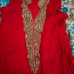 Red Frock Full Stone Couler Work For Party Wear..