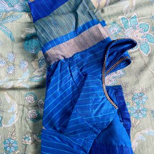 Unused Cotton Saree( Designer) With Blouse