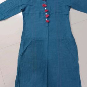 Cotton Long Kurti with Tassel Detailing