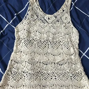 White Crochet Top- Fits Bust 34- Good Condition