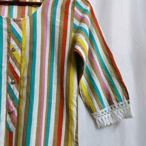 Multicolored Vertical Stripes Kurta