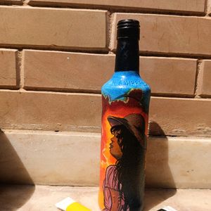 Hand-painted Girl Bottle Art