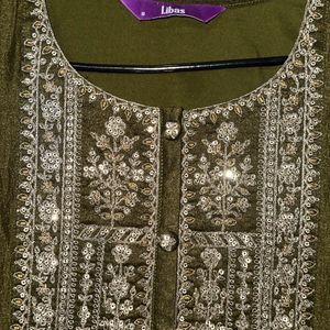 libas olive green kurta